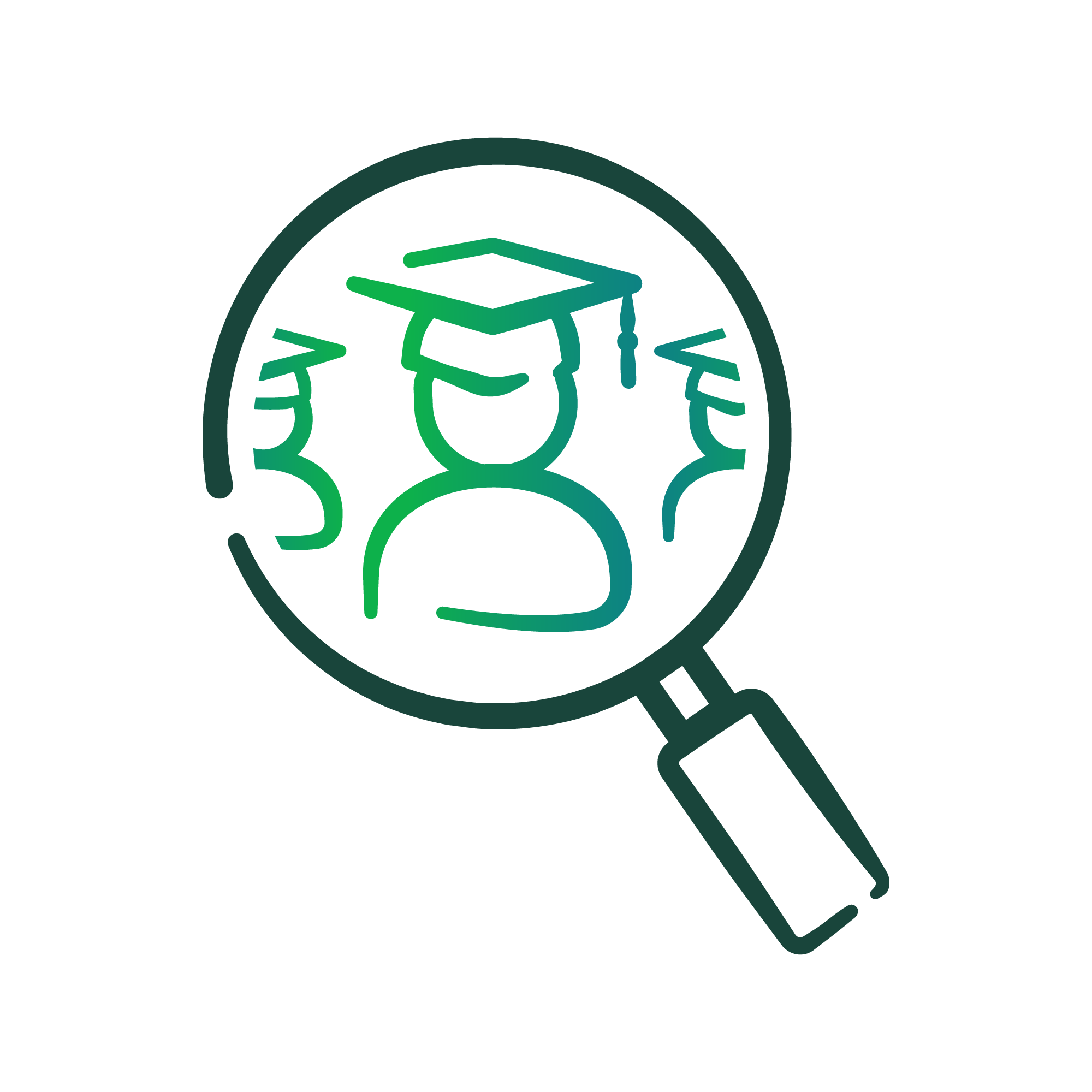 outline of 3 people who are networked together with nodes extending